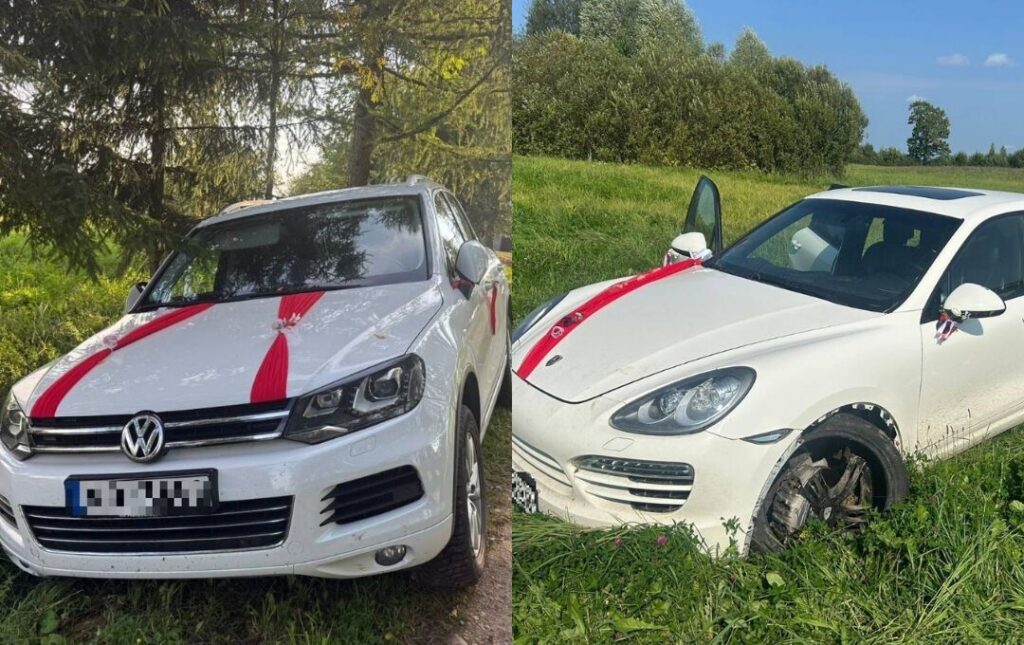 Latgalē nelegālo migrantu pārvadāšanai izmantotas kā uz kāzām dekorētas automašīnas 