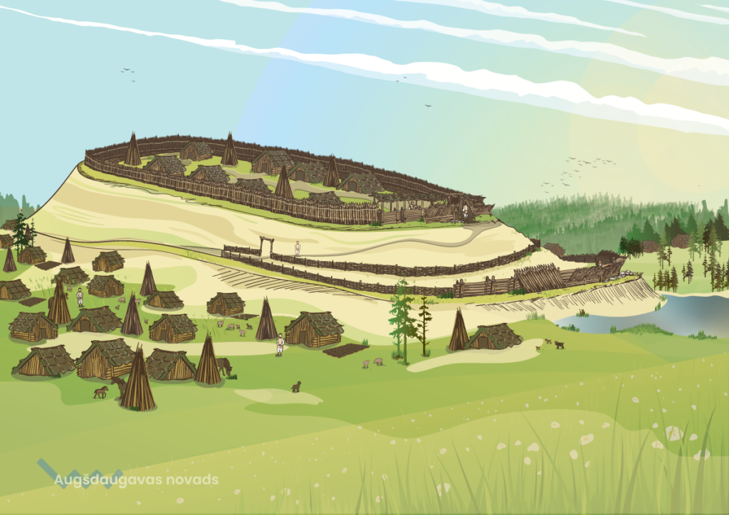 Radīta Baltkāju pilskalna vēsturiska ilustrācija