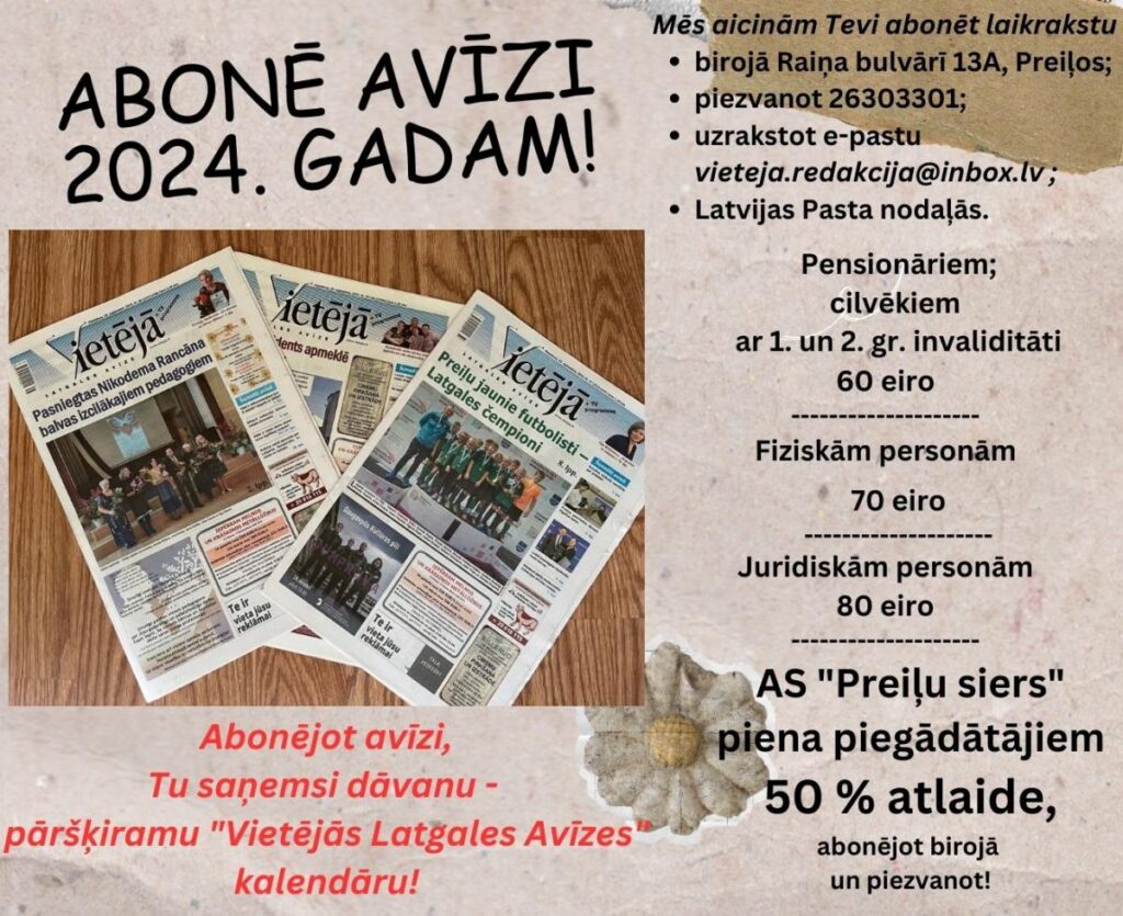 Abonē „Vietējo Latgales Avīzi”