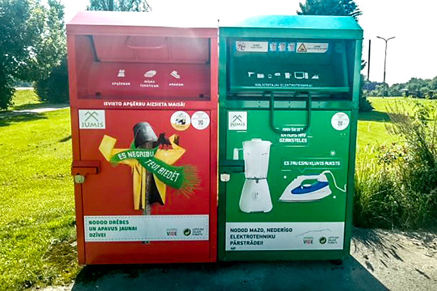 Allažos uzstādīts konteiners mazās elektrotehnikas nodošanai