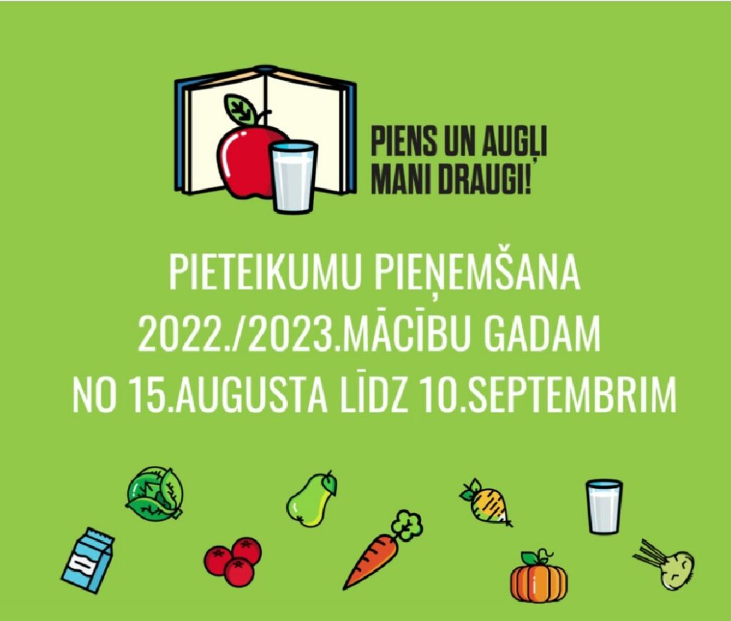 Var pieteikties dalībai programmā “Piens un augļi skolai”