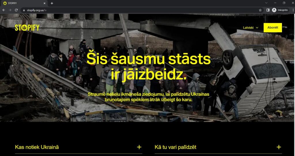 Projekts: Stopify – straumēšanas vietne, kas darbosies līdz Ukrainas uzvaras dienai